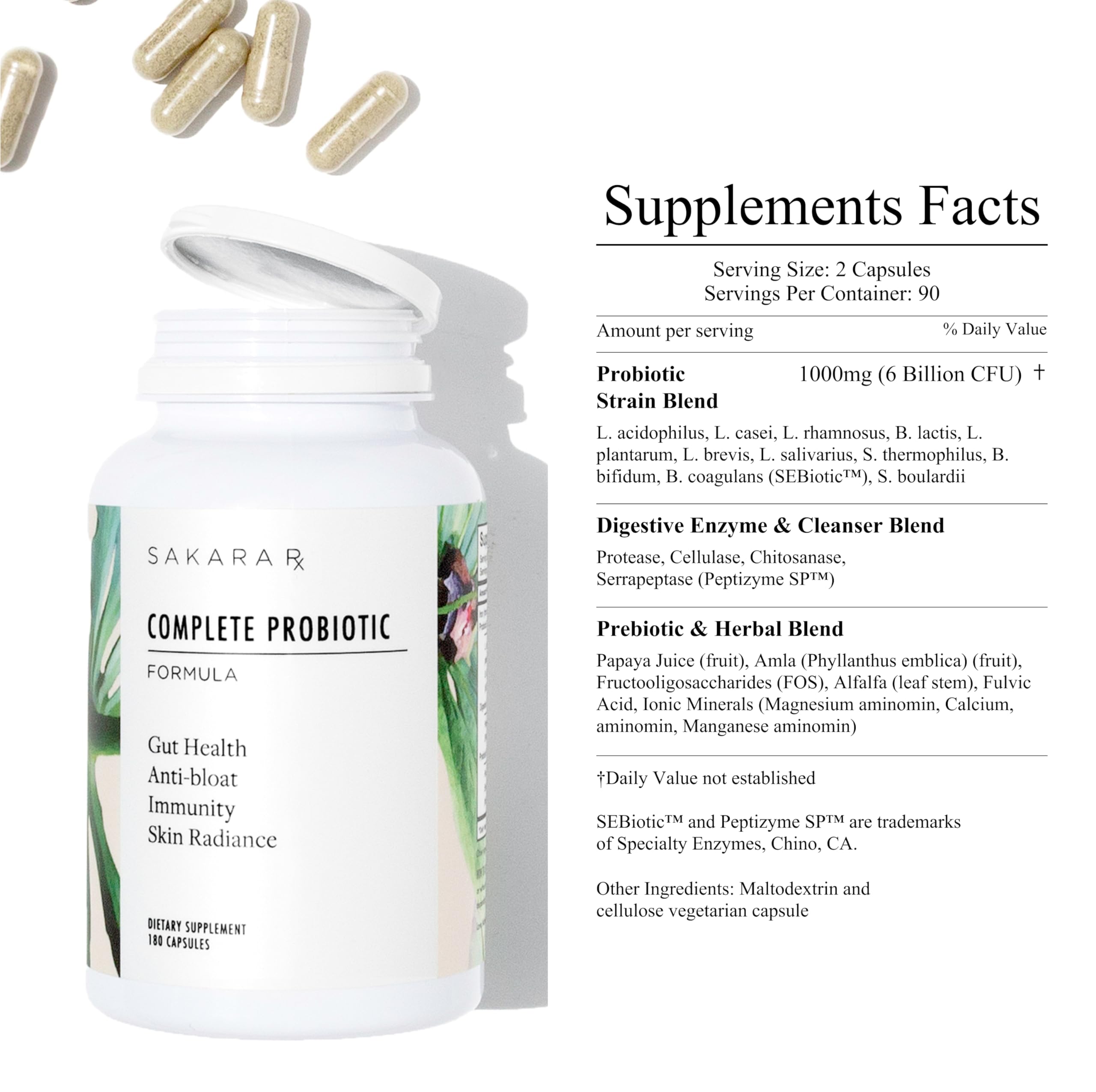SAKARA ingredientes vegetales frescos que inspiran la formulación limpia del probiótico