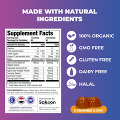 Sakoon Nutrition etiqueta mostrando 2% timoquinona, garantiza concentración del activo