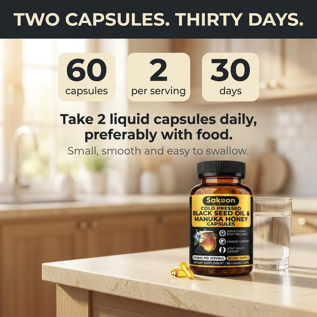 Sakoon nutrition comparación de tamaño de cápsula con objeto cotidiano