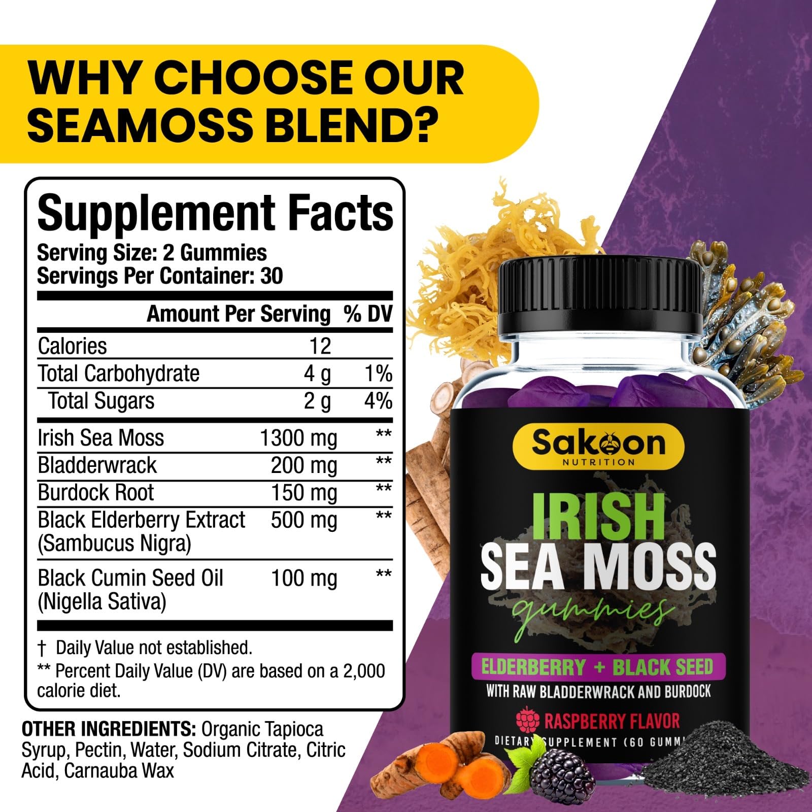 Sakoon nutrition detalle de etiqueta con ingredientes clave visibles