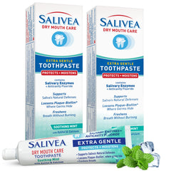 Salivea pack de dos frente mostrando envase y beneficio alivio boca seca