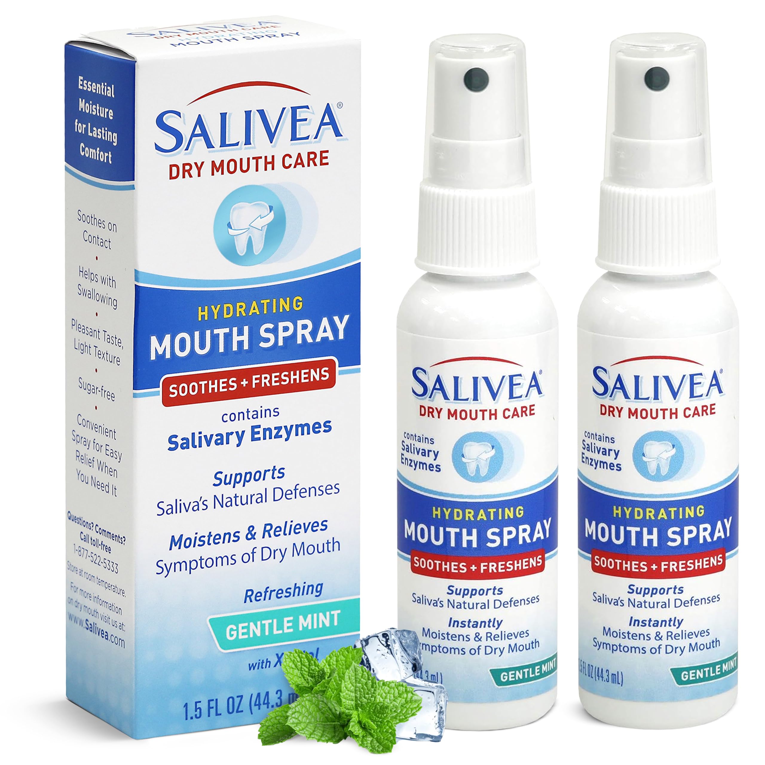 Salivea envase frontal 1.5 oz mostrando diseño y beneficio hidratante