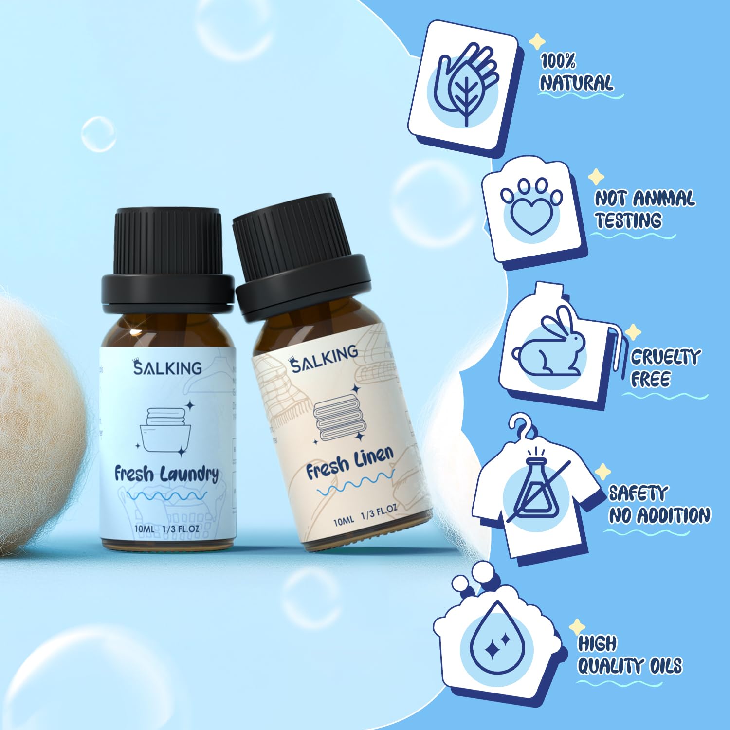 SALKING bolas de secadora con aceite aplicadas para mantener ropa perfumada