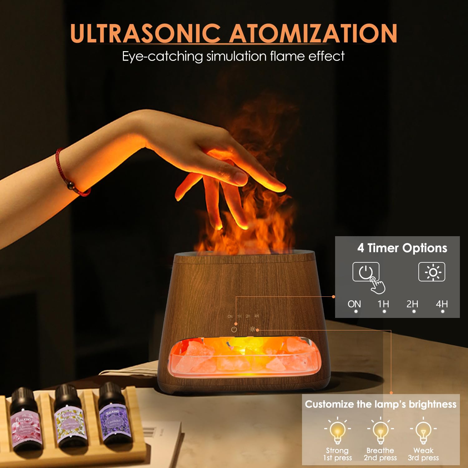 SALKING difusor en uso en sala que humedece y aromatiza el espacio cómodamente