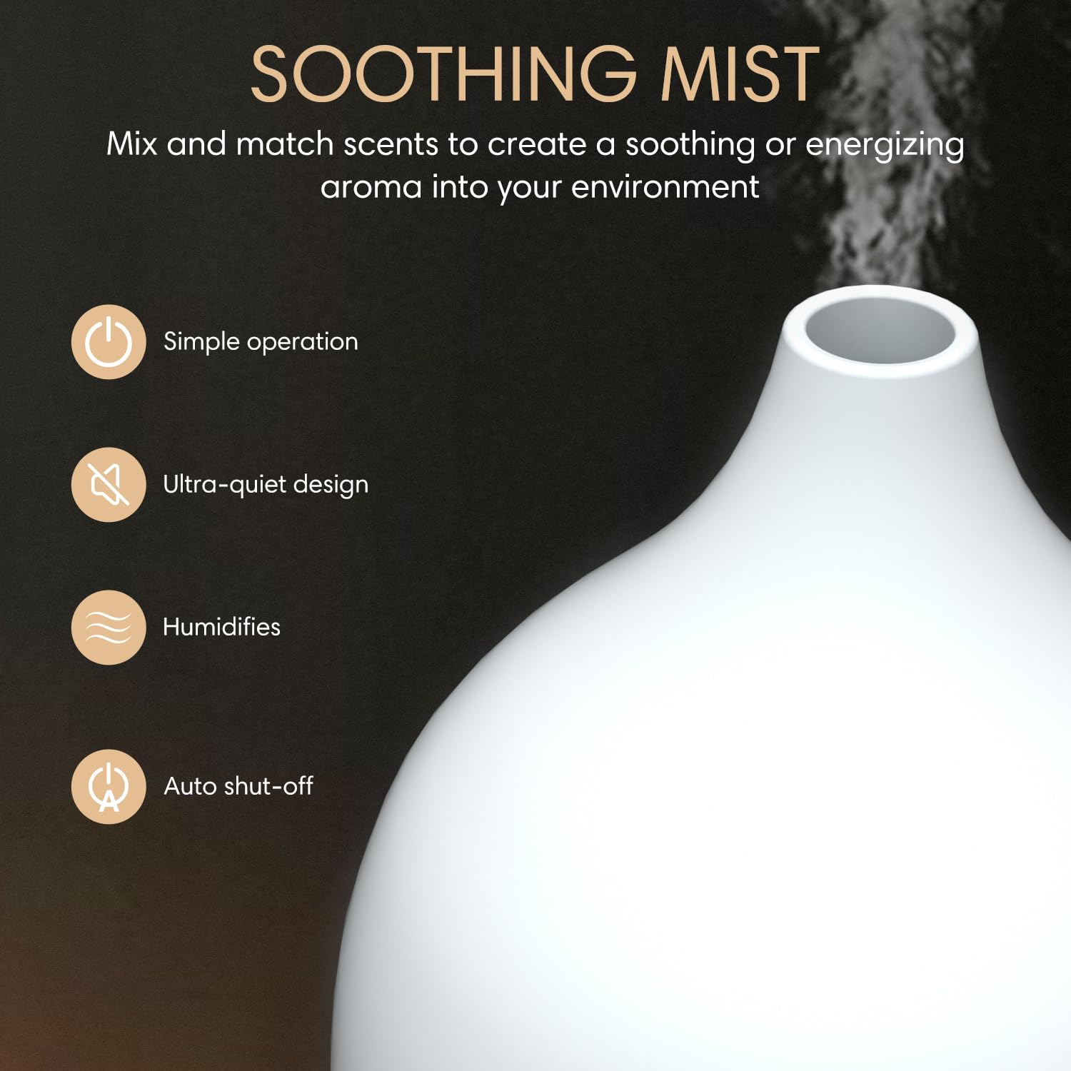 SALKING difusor en uso sobre mesita con niebla y aroma relajante