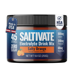 Saltivate envase frontal mostrando sabor Salty Orange y beneficios