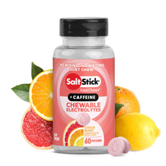 SaltStick empaque frontal FastChews Citrus muestra conveniencia y sabor cítrico