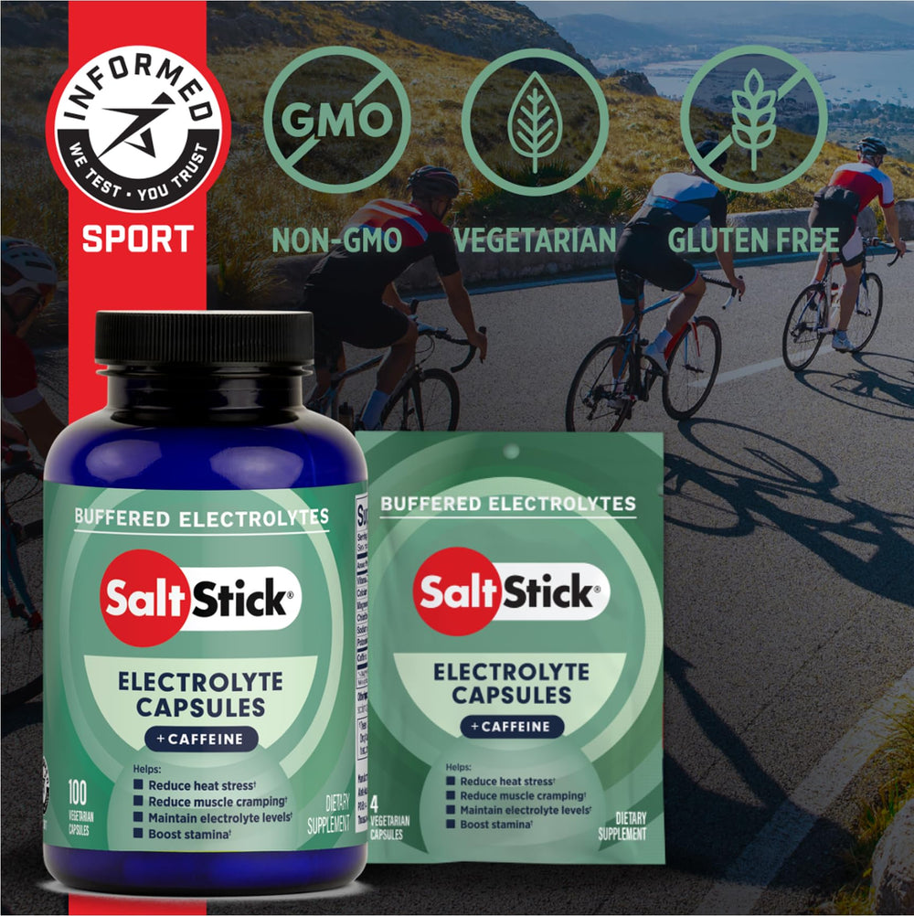 SaltStick cápsula tomada durante carrera para hidratación rápida
