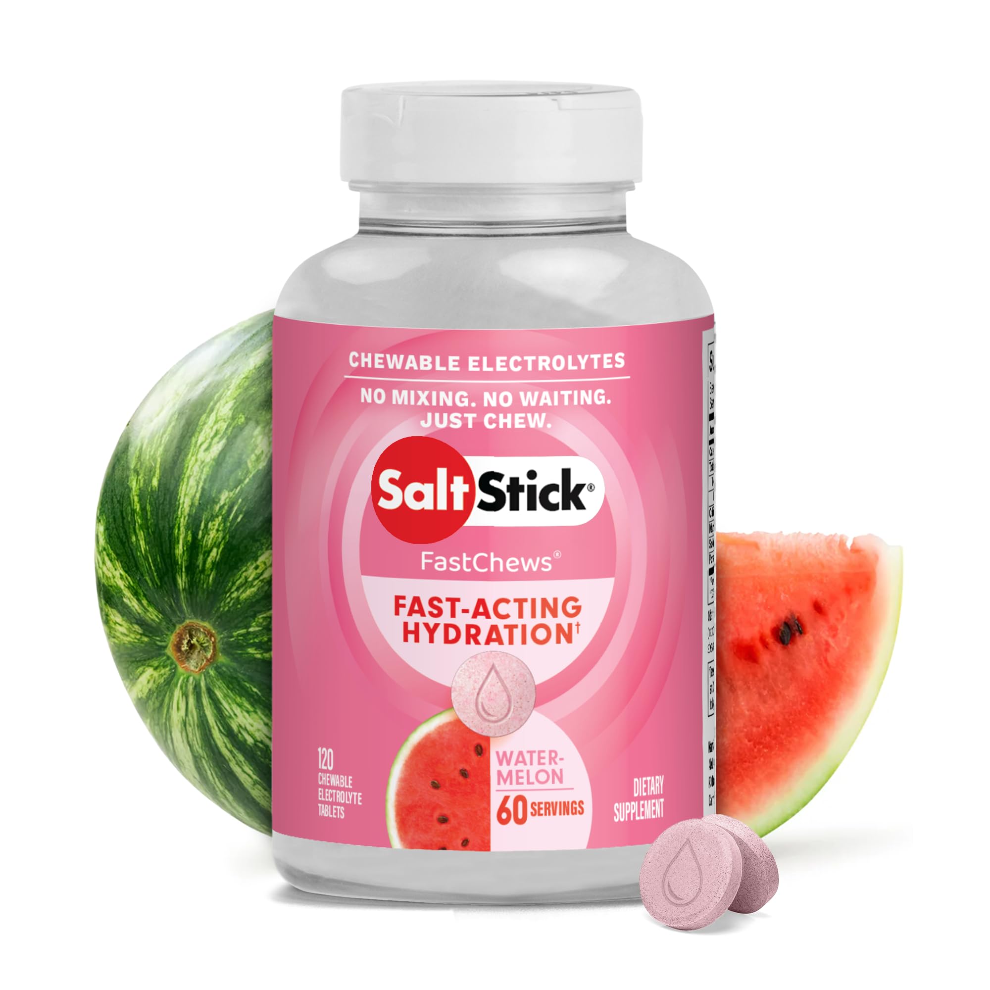SaltStick envase de FastChews 120 comp para transporte rápido y dosificación