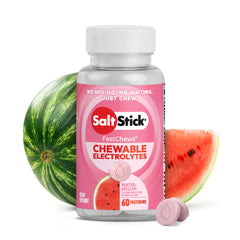 SaltStick paquete frontal sabor sandía mostrando 60 pastillas beneficio práctico