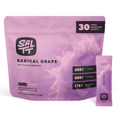 SALTT frontal del paquete Radical Grape muestra 30 sticks y conveniencia