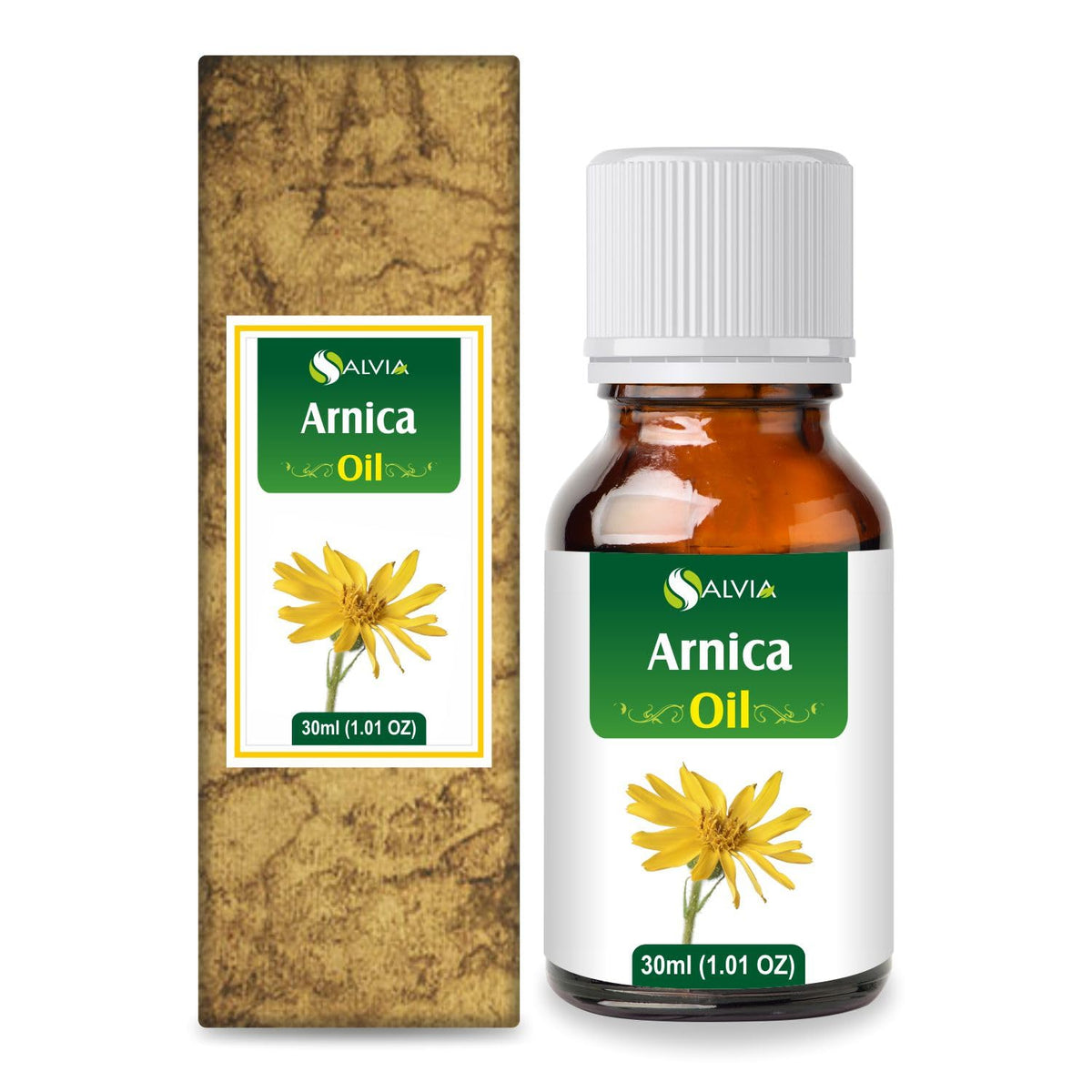 Salvia Arnica botella frontal mostrando envase ámbar y capacidad 30 ml