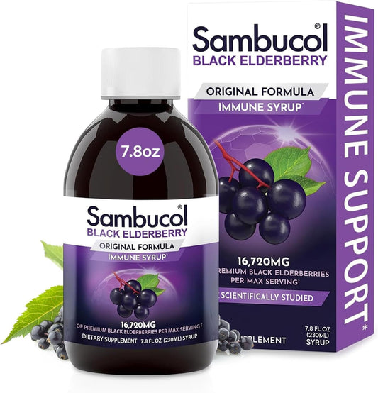 Sambucol botella frontal mostrando envase y tamaño claro