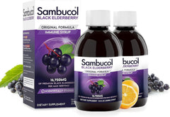 Sambucol frasco frontal pack de 2 mostrando la etiqueta y volumen, ideal para provisión familiar