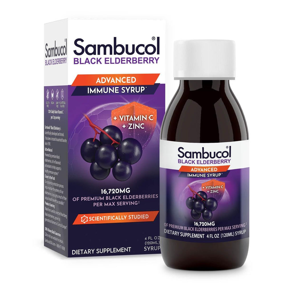 Sambucol vista frontal del envase mostrando etiqueta y volumen 118 ml