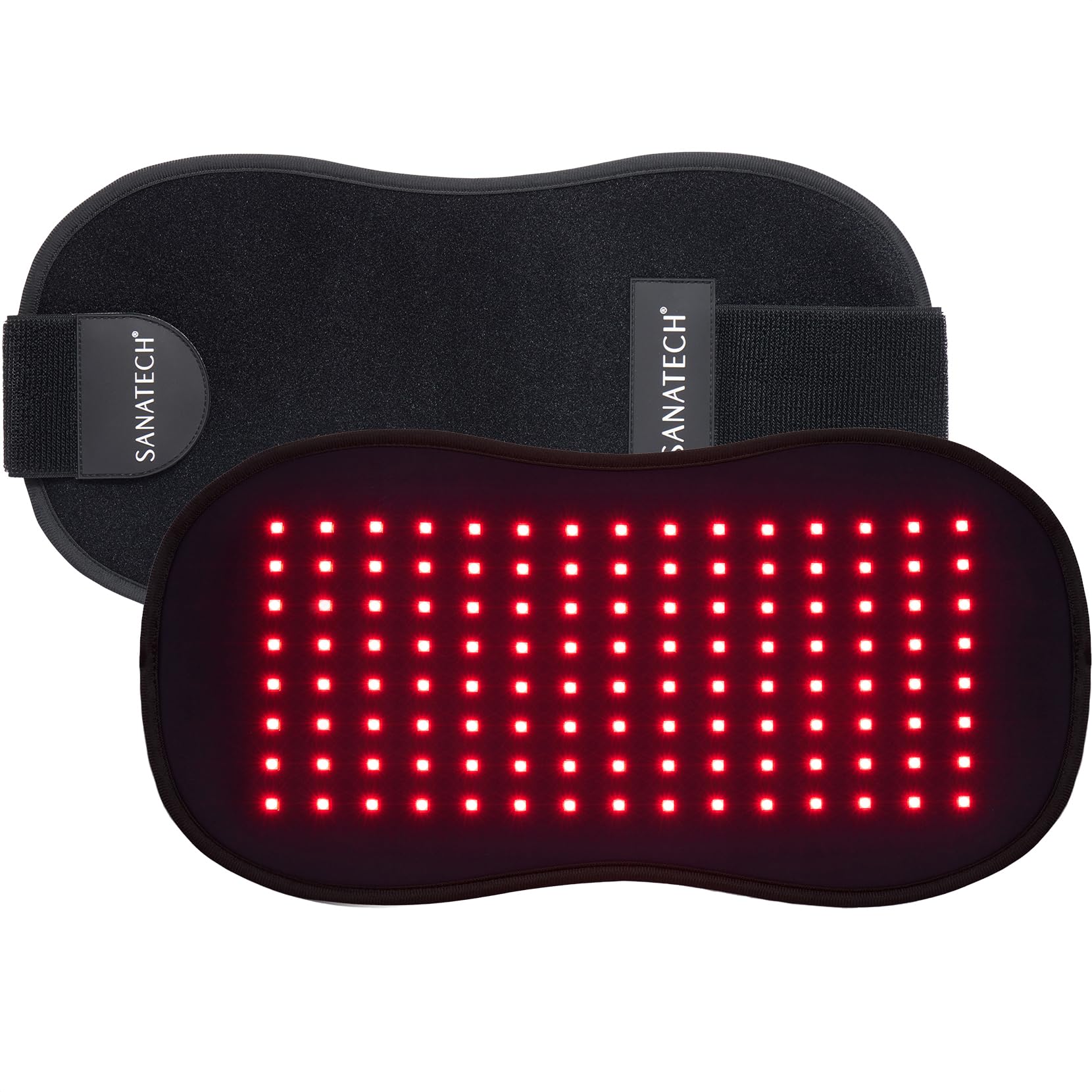 SanaTech cinturon luz roja en uso frontal para confort muscular potencial