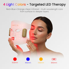 SanaTech mascarilla con diodos de luz naranja 600nm para tono uniforme y textura suave.