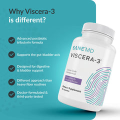 SANE Viscera-3 botella abierta con cápsulas ofrece conveniencia diaria