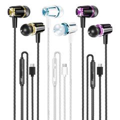 Sanluba vista frontal del pack de tres auriculares con conexión USB-C y comodidad