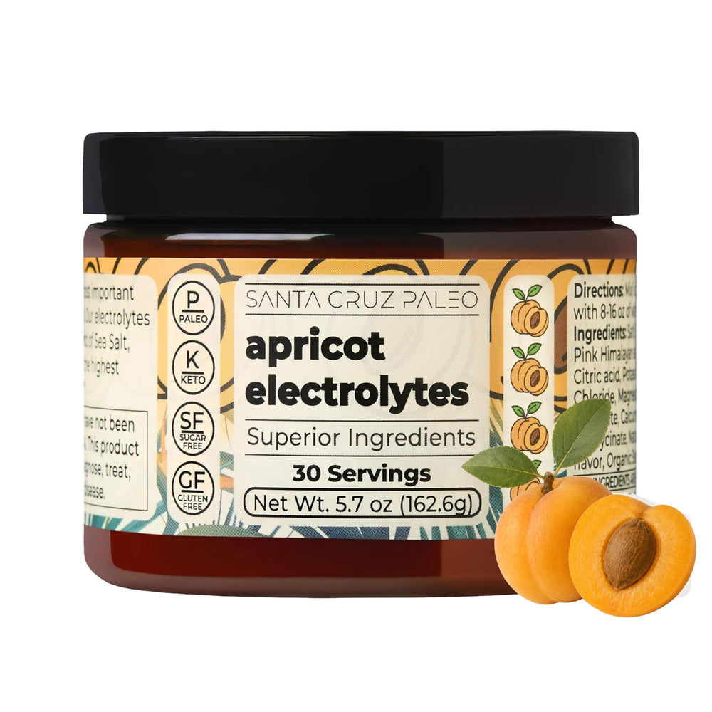 Santa Cruz Paleo envase frontal mostrando sabor Apricot y porciones