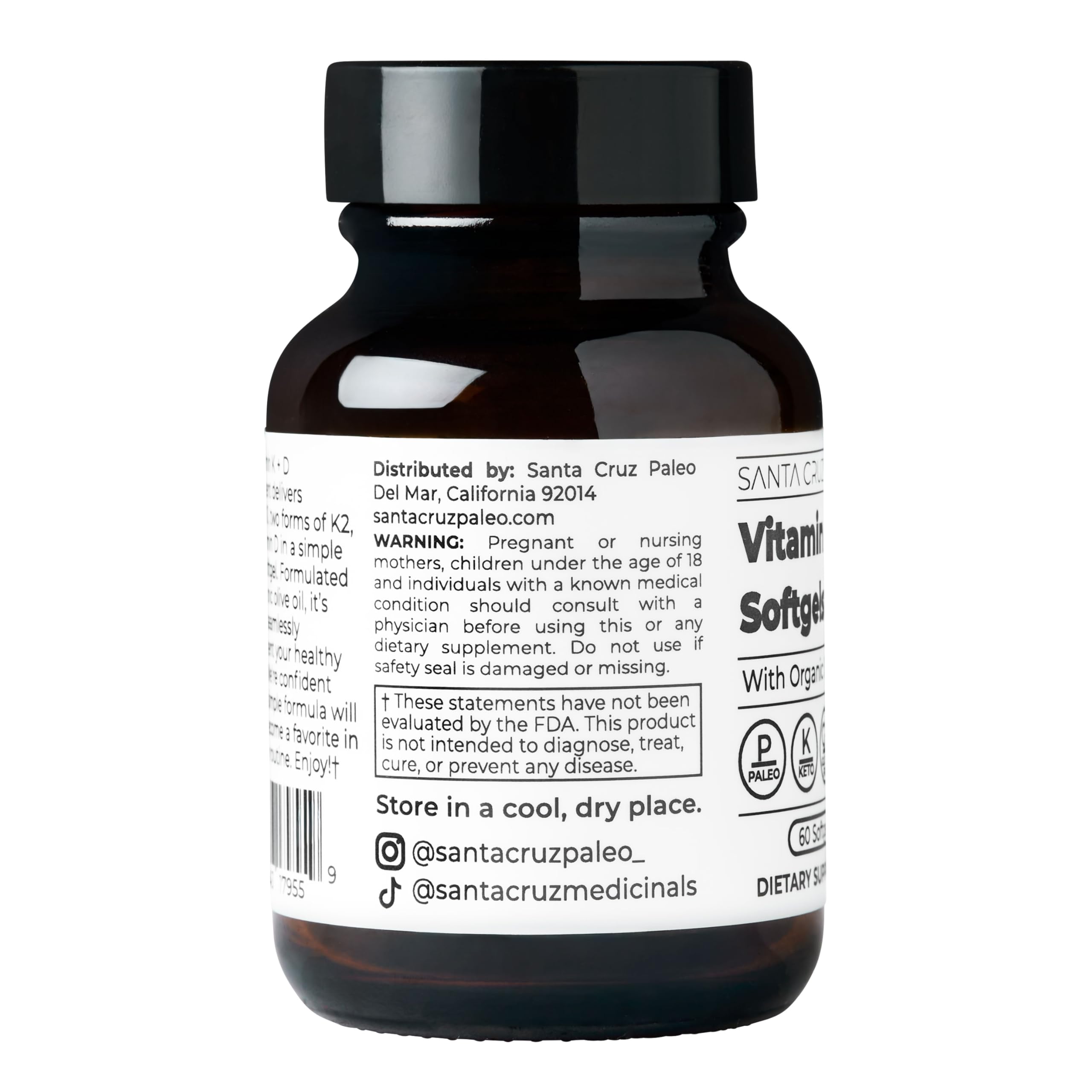 Santa Cruz Paleo etiqueta con ingredientes limpios y beneficios visibles