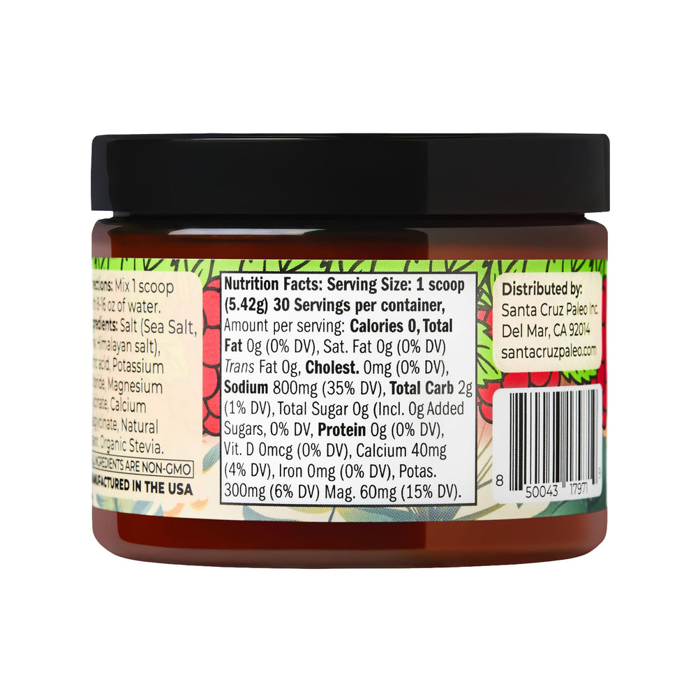 Lateral del packaging Santa Cruz Paleo con información nutricional clara y legible