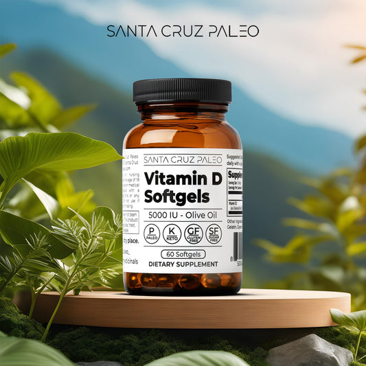 Santa Cruz Paleo frasco abierto con cápsulas para fácil dosificación