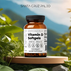 Santa Cruz Paleo frasco abierto con cápsulas para fácil dosificación
