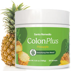 Santo Remedio envase frontal mostrando sabor piña y 30 porciones, conveniencia