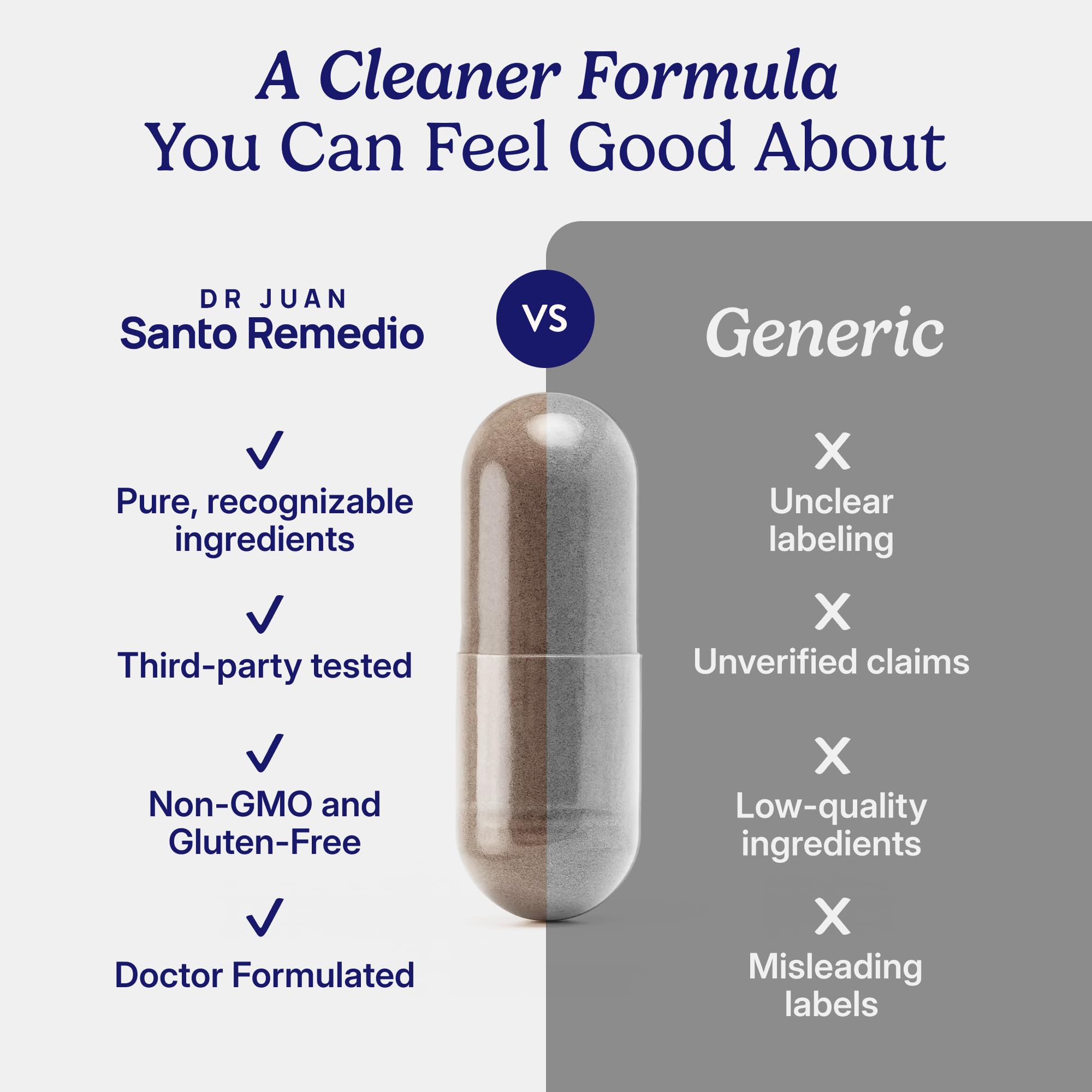 Santo Remedio cápsula abierta mostrando contenido vegetal y control de calidad