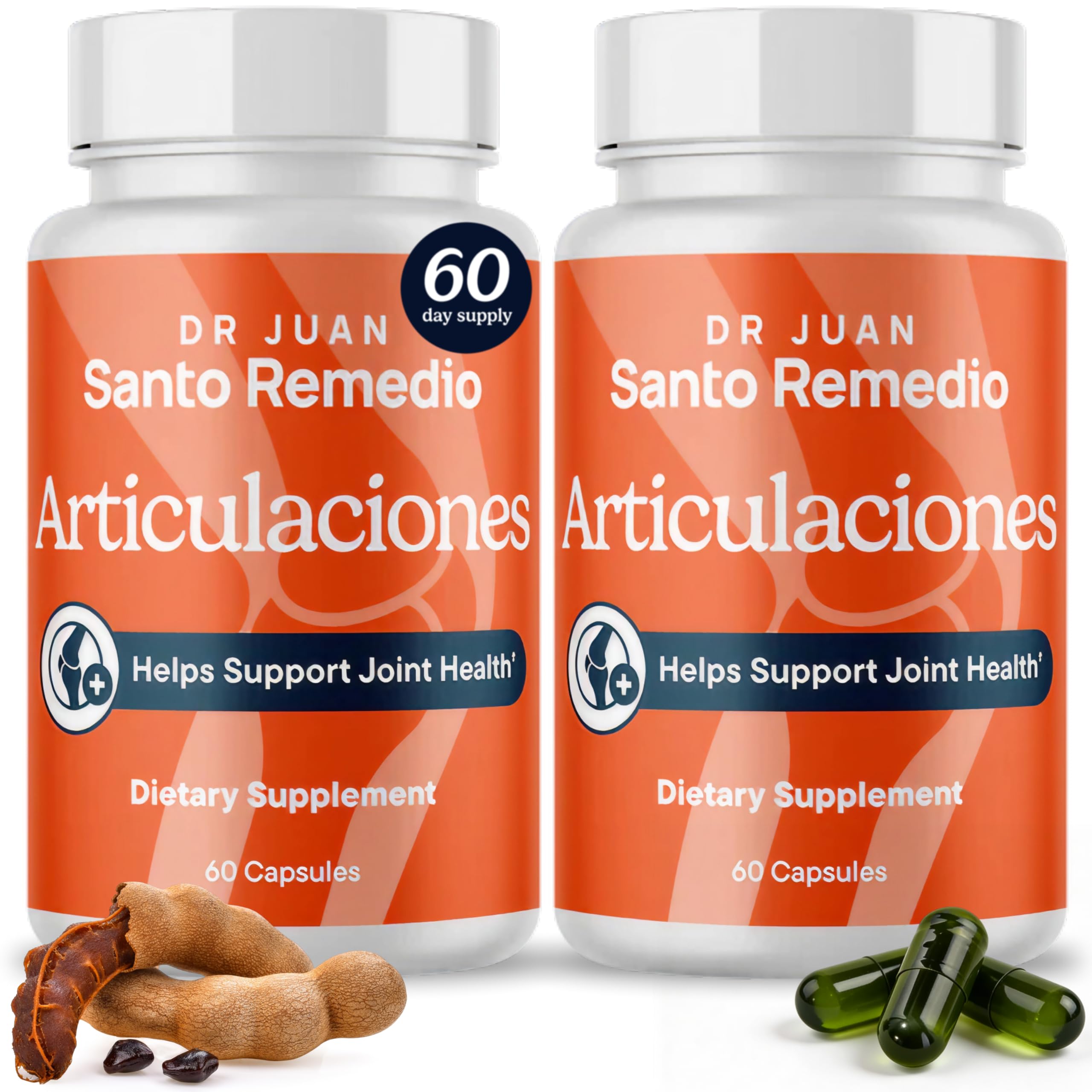 Santo Remedio frasco frente mostrando etiqueta y beneficio de soporte articular