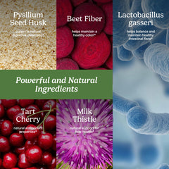 Ingredientes claves psyllium y remolacha junto a milk thistle, Santo Remedio claridad