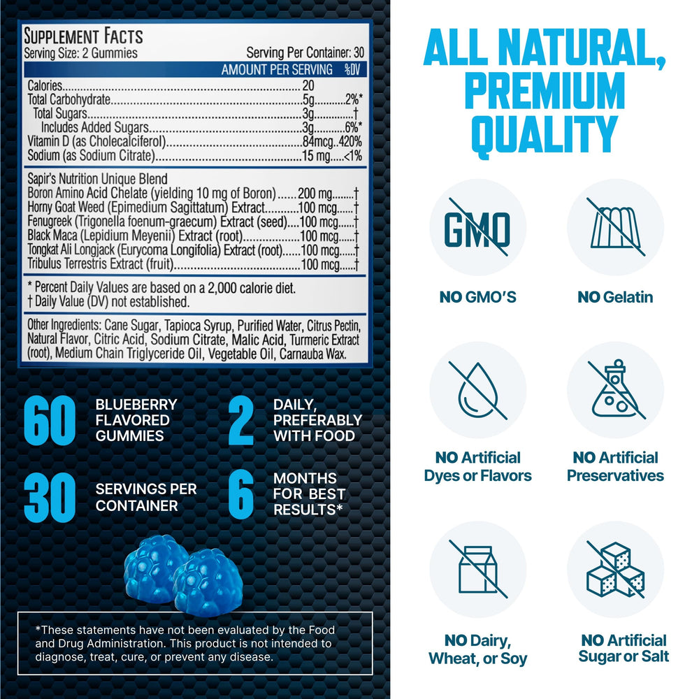 mezcla de ingredientes naturales junto al tarro de Sapir's Nutrition para mayor confianza