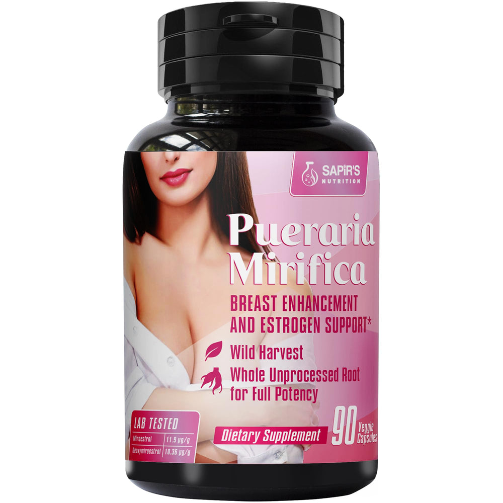 Sapir's Nutrition envase frontal de Pueraria Mirifica 2000mg mostrando diseño y dosis