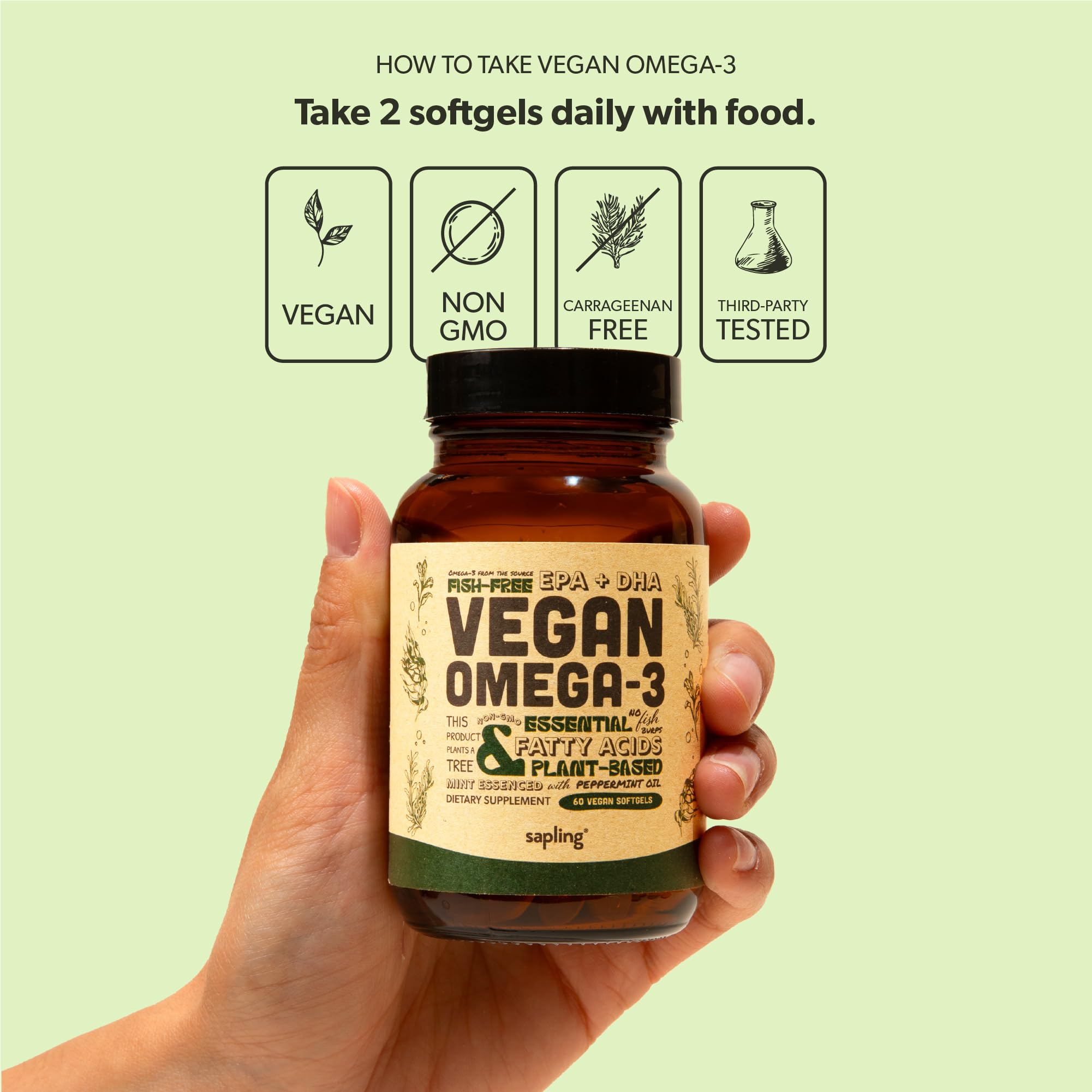 sapling etiqueta con tabla nutricional clara