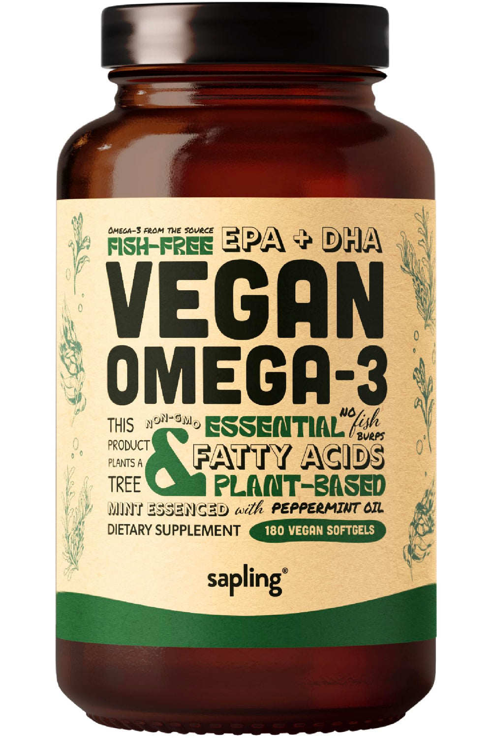 sapling envase frontal mostrando etiqueta clara y beneficios