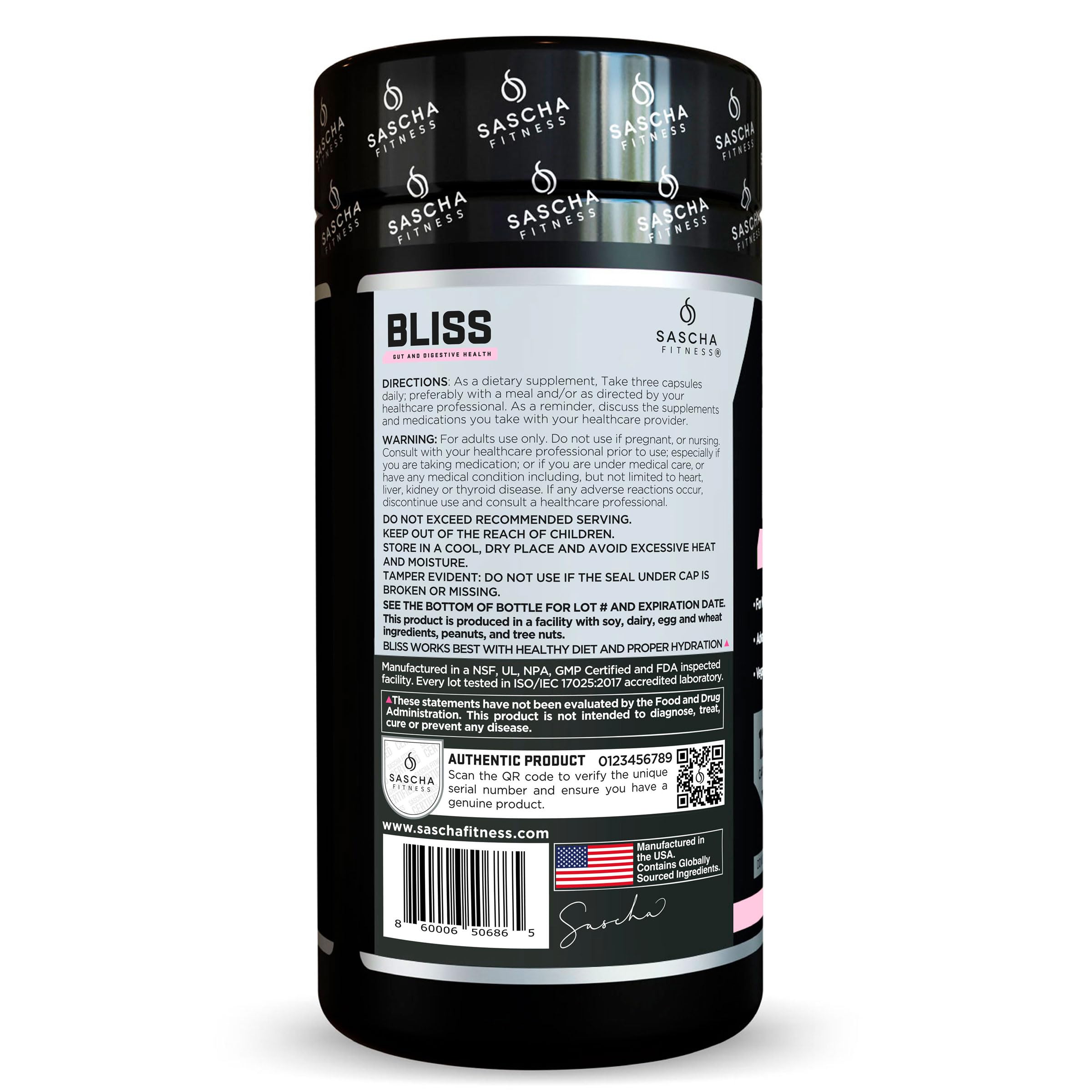SASCHA FITNESS primer plano de cápsula y textura para ver formulación