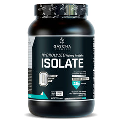 SASCHA FITNESS envase frontal Cookies & Cream muestra presentación y beneficio proteína