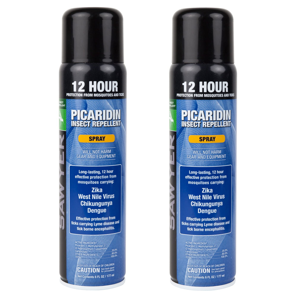 Sawyer spray frontal pack de 2 mostrando etiqueta y beneficio protección prolongada