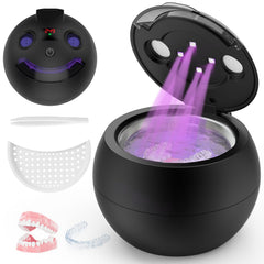 SAYCLO vista frontal del limpiador ultrasónico negro, diseño compacto y profesional