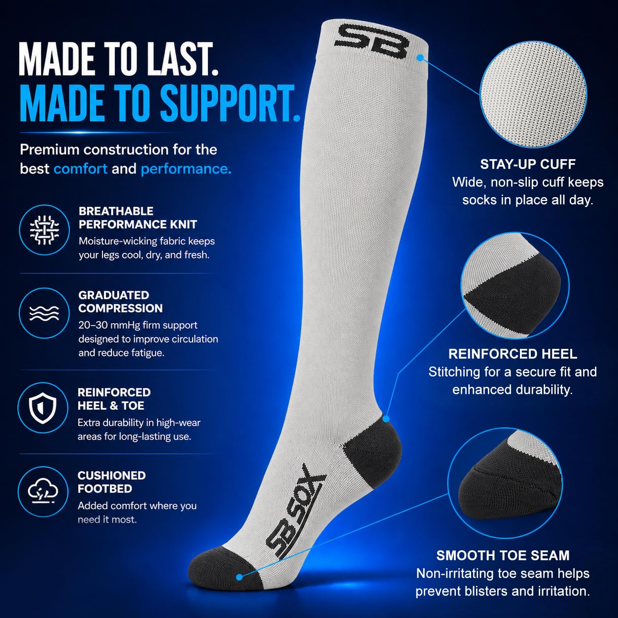 SB SOX etiqueta con instrucciones de lavado que facilita el cuidado y vida útil