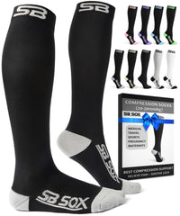 SB SOX vista frontal del empaque mostrando color negro y gris, comodidad duradera