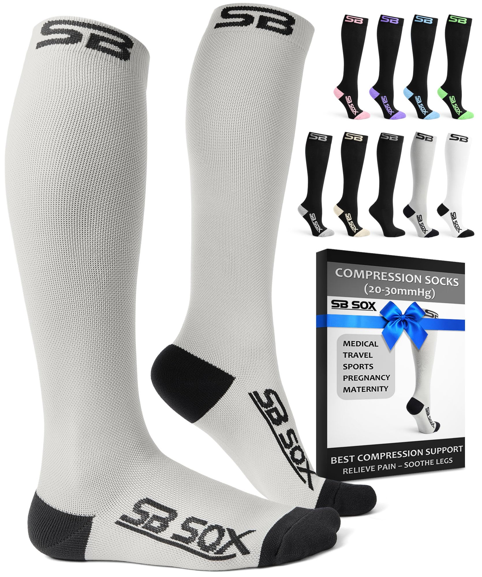 SB SOX vista frontal del empaque mostrando diseño gris y negro, confianza duradera