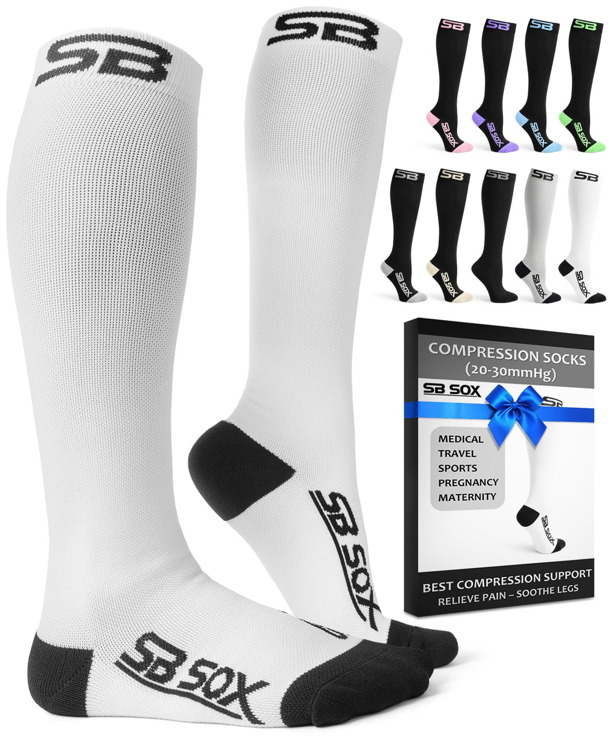 SB SOX paquete frontal mostrando diseño y talla, beneficio de elección clara