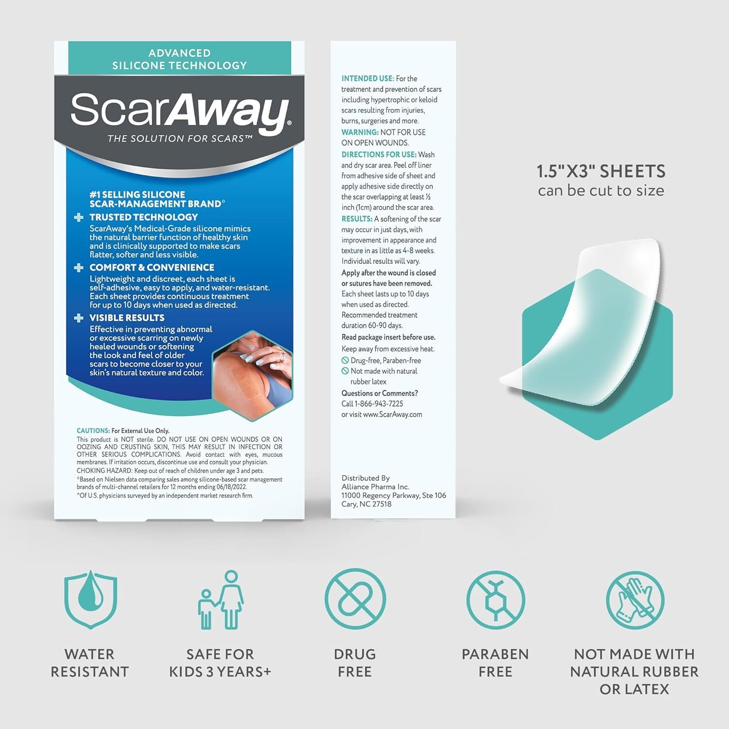 escena de baño con ScarAway en piel mostrando uso discreto y protección durante duchas