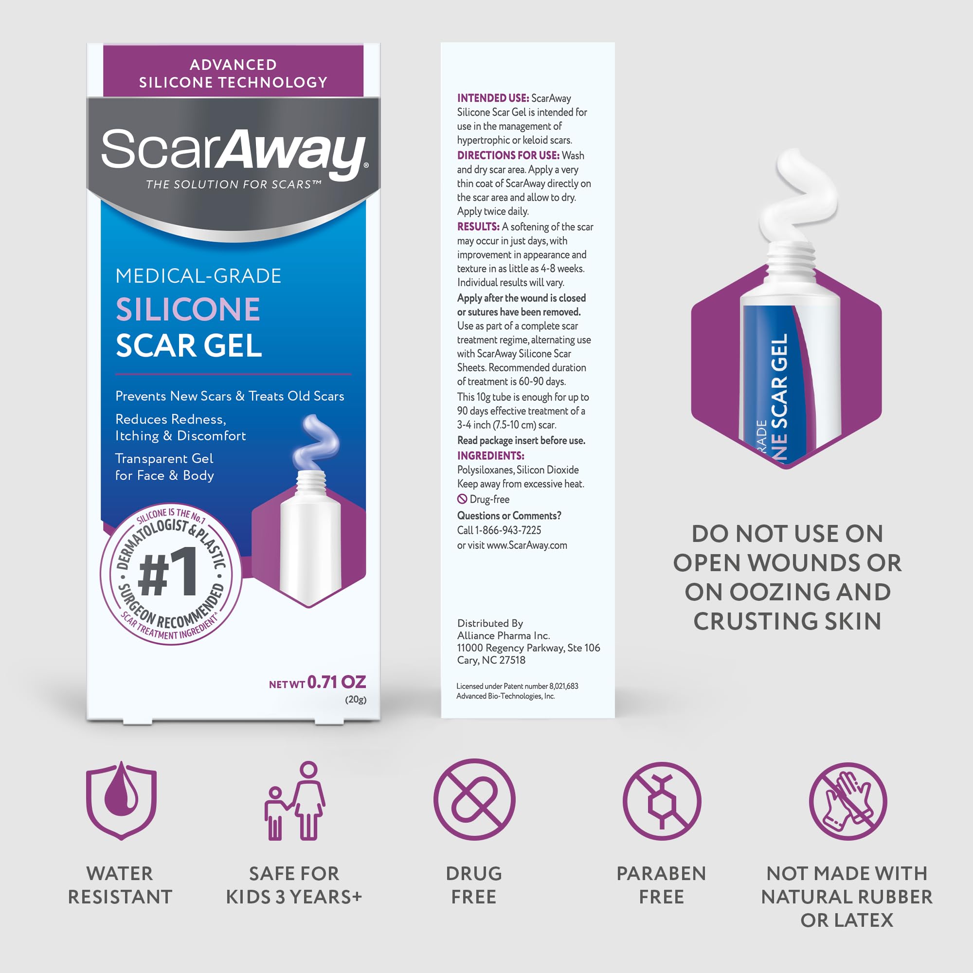 ScarAway punta aplicadora dispensando gel fino con precisión