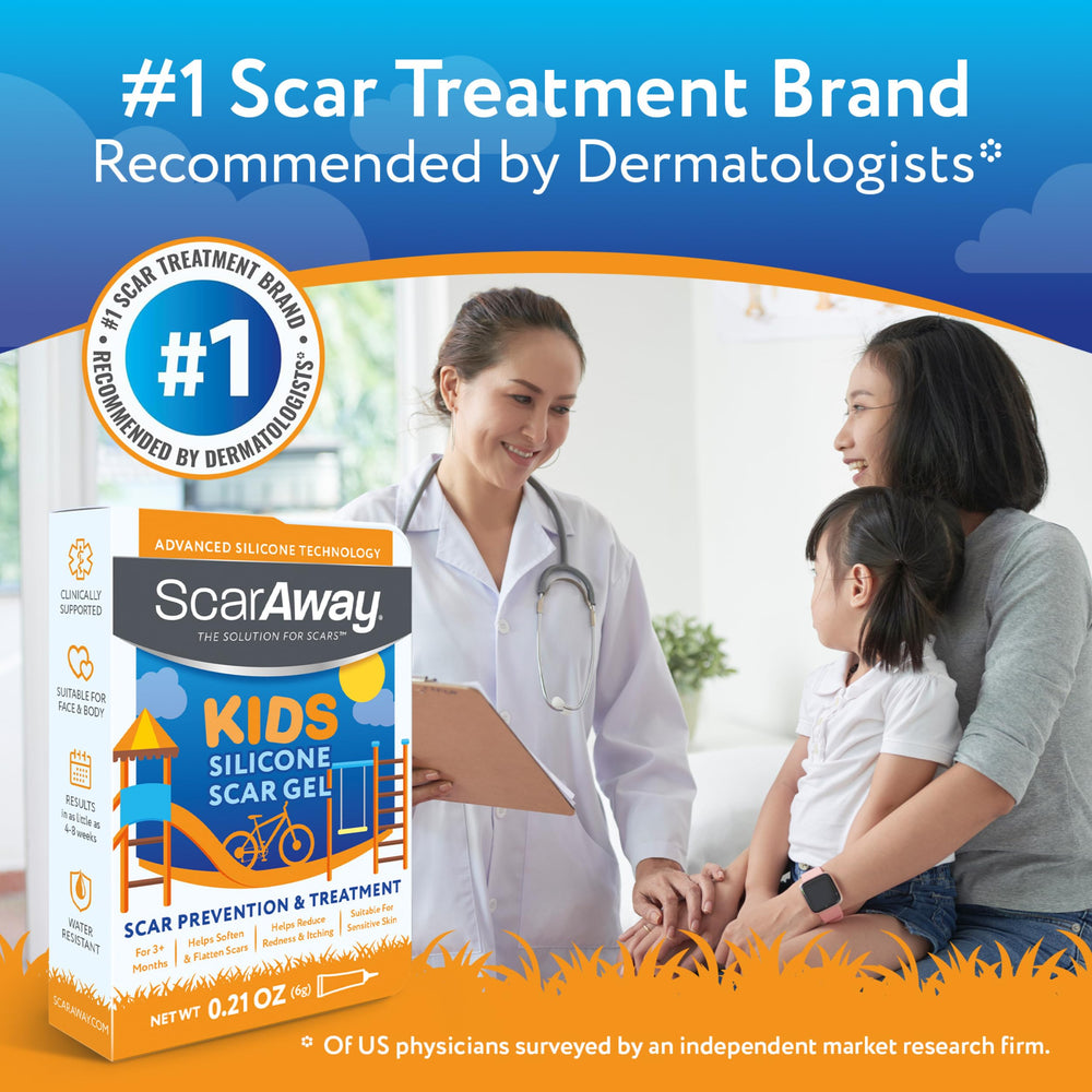 ScarAway aplicando gel en brazo infantil para cicatrices discretas