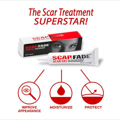 ScarFade packaging abierto con tubo listo para aplicar, práctico