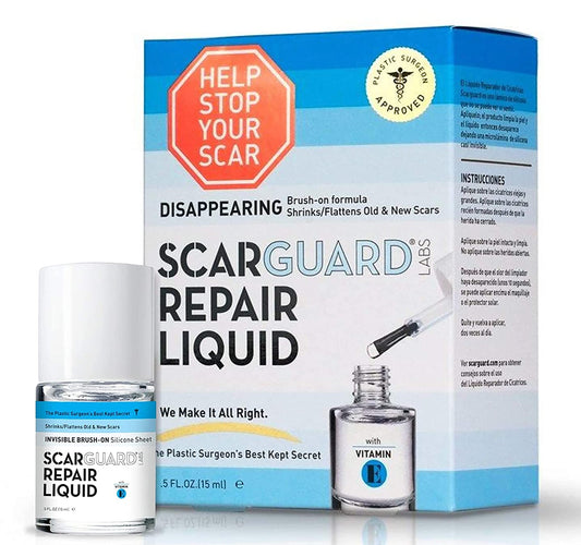 ScarGuard envase frontal mostrando diseño y practicidad
