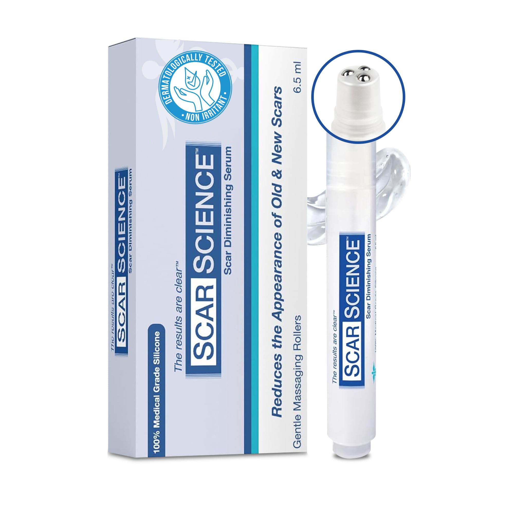 ScarScience envase frontal mostrando diseño y facilidad de uso